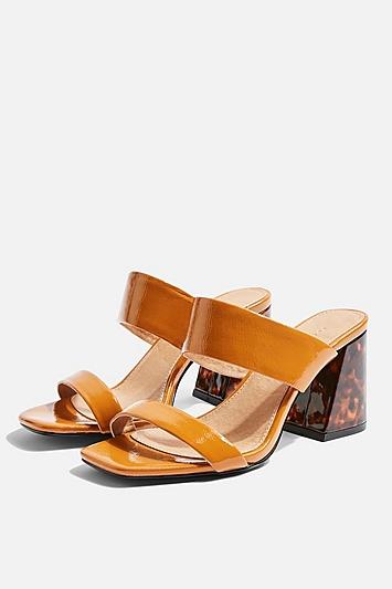 Topshop *wide Fit Selina Mustard Tortoiseshell Heel Sandals