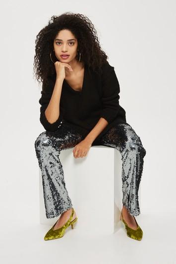 Topshop Oversized V-neck Mohair Sweater