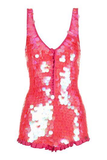 Topshop Cosmic Sequin Playsuit By Rosa Bloom