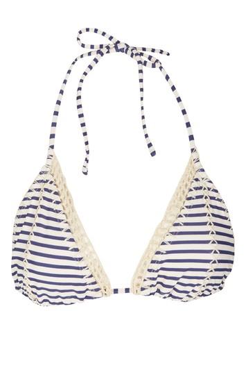 Topshop Stripe Crochet Triangle Bikini Top