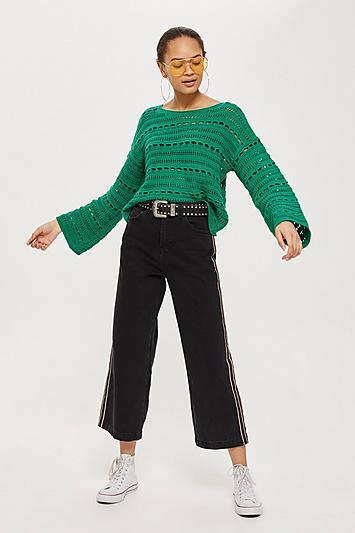 Topshop Open Stitch Wide Sleeve Top