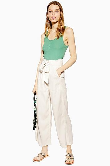 Topshop Casual Tie Waist Wide Leg Trousers
