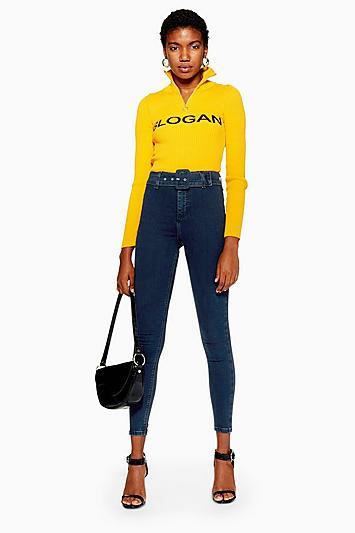Topshop Indigo Belted Joni Jeans