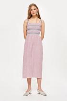 Topshop Petite Seersucker Stripe Midi Dress