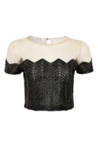 Topshop *it's Happening Nude Mesh Crop Top By Wyldr