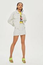 Topshop Polka Dot Crop Denim Jacket