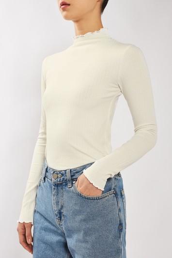 Topshop Funnel Ribbed Top By Boutique