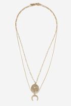 Topshop Coin And Horn Two Row Necklace