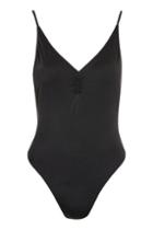 Topshop Ruched Front Plunge Swimsuit