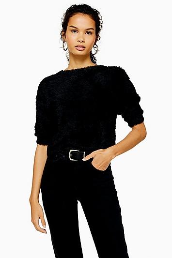 Topshop Knitted Fluffy Crop Top