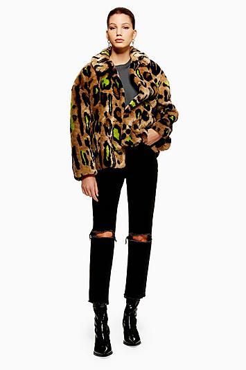 Topshop Cropped Leopard Print Jacket