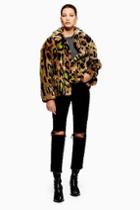 Topshop Cropped Leopard Print Jacket