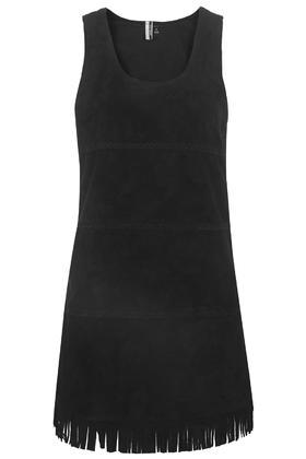 Topshop Petite Suede Tassel Shift Dress