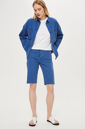 Topshop *denim Board Shorts By Boutique