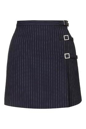 Topshop Pinstripe Buckle Skirt