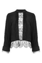 Topshop Lace Insert Long Sleeve Blouse