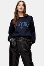 Topshop New York Flocked Sweatshirt