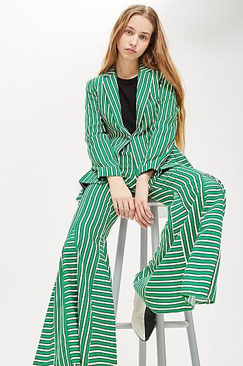 Topshop Striped Flare Trousers