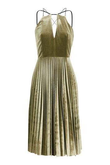 Topshop Velvet Pleat Chain Dress