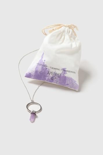 Topshop Amethyst Stone Ring Necklace