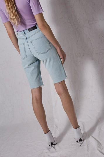 Topshop *bleach Denim Board Shorts By Boutique