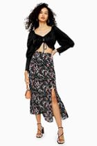 Topshop Floral Double Split Midi Skirt
