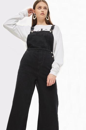 Topshop Awkward Crop Wide Leg Dungarees