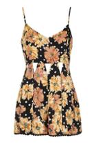 Topshop Tall Floral Cut-out Playsuit