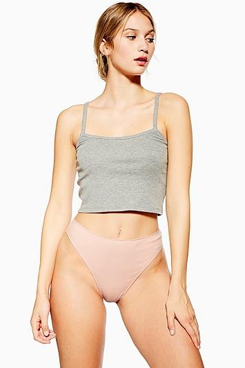 Topshop Nude Ribbed High Waist Knickers