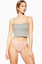 Topshop Nude Ribbed High Waist Knickers