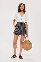 Topshop Linen Mix Stripe Shorts