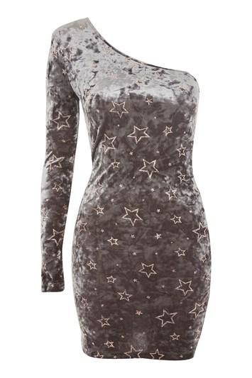 Topshop Star Glitter One Shoulder Bodycon Dress