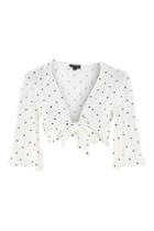 Topshop Petite Spotted Knot Front Top