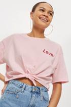 Topshop Knot Front 'love' T-shirt