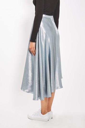 Topshop Lame Asymmetric Skirt By Boutique