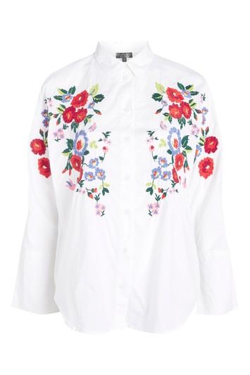 Topshop Embroidered Poplin Shirt