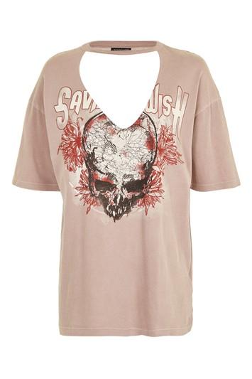 Topshop Skull Choker Neck Rock T-shirt