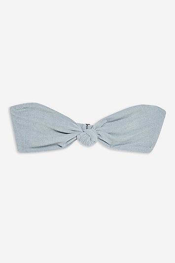 Topshop Velour Knot Bandeau Bikini Top