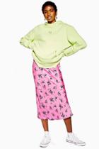 Topshop Floral Satin Bias Midi Skirt