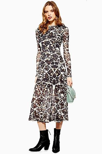 Topshop Tall Tortoiseshell Mesh Dress