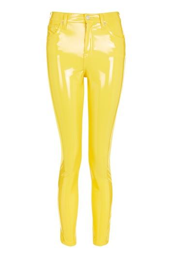 Topshop Moto Yellow Vinyl Jamie Jeans