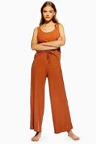 Topshop Rust Brushed Ribbed Pyjama Trousers