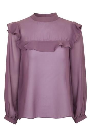 Topshop *ruffle Detail Sheer Blouse By Glamorous