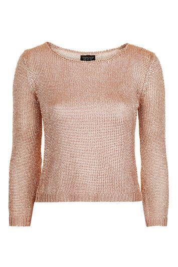 Topshop Metal Yarn Fluted Sleeve Top