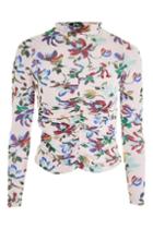 Topshop Ruched Floral Print Top