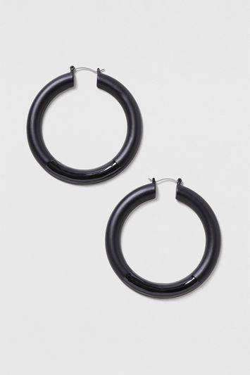 Topshop Chunky Black Hoop Earrings