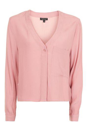 Topshop Cropped Long Sleeve Slouch Shirt