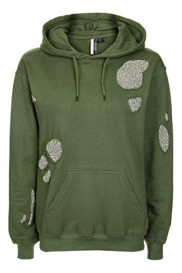 Topshop Standout Raw Sequin Hoodie