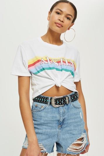 Topshop Petite Austin Knot Front T-shirt