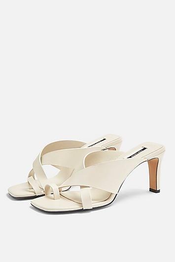 Topshop Noel White Toe Loop Mules